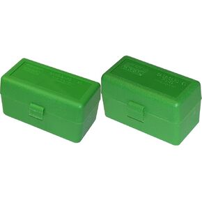 MTM 50 Round Rifle Ammo Boxes for 17-223 308 Win 6.5 Creedmoor Rifles, Green