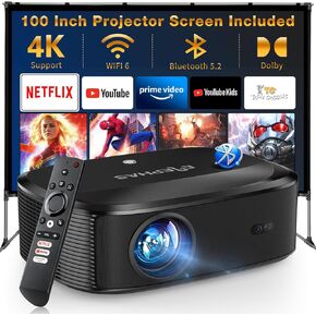 Projector Screen with Stand - ELEPHAS 100 inch Indoor Outdoor Projection Screen Wrinkle-Free Design perfectmance for Movie Night and Outdoor Camping, Conference, Office,Presentations