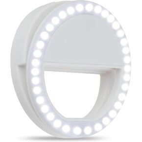 Selfie Ring Light,HONGDAYI Clip-on Selfie Light for Phone Camera 3-Level Brightness Small Mini LED Ring Light for Phone,Laptop,Computer,Tiktok,Photography,Video,Makeup (White)