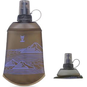 UTOBEST 150ml Soft Flask, 2 Pack Flexible TPU Hydration Water Bottle, Collapsible with 28mm Caliber for Running, Hiking, Cycling, Climbing, and Marathon Blue