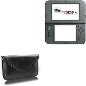BoxWave Case Compatible with Nintendo New 3DS XL - Elite Leather Messenger Pouch, Synthetic Leather Cover Case Envelope Design - Jet Black