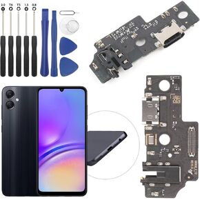 Dock Connector for Samsung Galaxy A05 Charging Port Flex Cable Replacement for Galaxy A05 A055F USB Charger Dock Board Connector with Tools(Black)