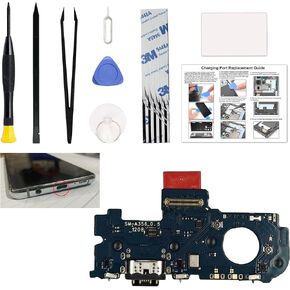 Charging Port Replacement Kit Compatible with Galaxy A35 5G US Version, Dock Board USB-C Connector Only for Galaxy A35 5G SM-A356, with Instruction Manual, Toolkit