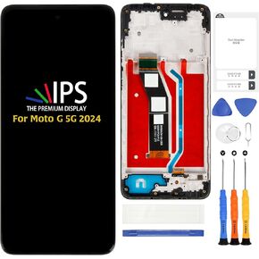 A-MIND for Moto G 5G 2024 6.6" LCD Screen Replacement with Frame (Black) – Original Display Assembly for XT2417 XT2417-1 XT2417D Touch Digitizer Full Assembly Repair Kit