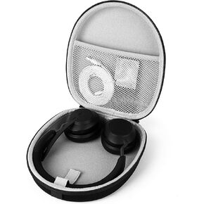 Linkidea Headphones Carrying Case Compatible with Jabra, Skullcandy, Mpow, Shure, Sennheiser Case, Protective Hard Shell Travel Bag with Cable, Charger Storage (Black)