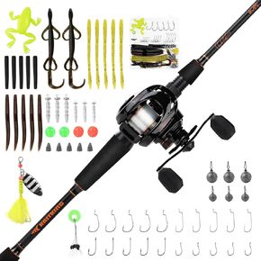 KastKing Brent Chapman Spinning & Casting Combo, Tailored Tackle Kits, Pre-spooled Design, IM6 Graphite 2Pc Blanks, 5.2:1 Gear Ratio, 9 + 1/5 + 1 Ball Bearings, Stainless Steel Guides, EVA Handles