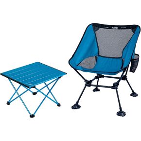 iClimb 1 Folding Table and 1 Anti-Sinking Large Feet Chair Bundle, Ultralight Compact for Adults Outdoor Backpacking Hiking Camping Beach Concert