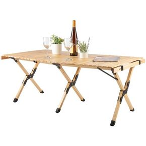 Wakeman Foldable Camping Table Roll Up Folding Table Easy Assembly Portable Picnic Table with Carry Bag Indoor or Outdoor Low Height Travel, Party or Beach Table Outdoors