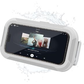 Shower Phone Holder Waterproof - 480° Rotatable Adjustable Anti-Fog iPhone Case, Bathroom Wall Mount Stand for 4-7" Phones, Universal Suction Cup for Shower/Bathtub