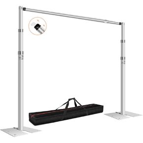 FUDESY Pipe and Drape Backdrop Stand Kit, 8.6x10ft Heavy Duty Backdrop Stand Adjustable Background Frame with Metal Base for Photography Wedding Parties Events Decoration