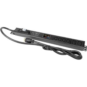 Multi Metered-Breaker-Surge Protection PDU, 240V, L6-30P, 30A, 7200watts, (4) C13 & (2) C19 Outlets, Crypto Mining PDU, Data Centre PDU, ASIC/RIGS PDU,IT Networking with LCD Display Multimeter