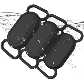 3 Pack Dog Collar Holder for Samsung Galaxy SmartTag 2 Case, Silicone Protective Case for Galaxy Smart Tag 2 for Pets, Cats (Black/Navy Blue/PinkSand)