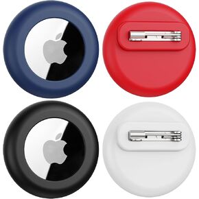 Air Tags-4 Pack Apple Kids Hidden Case, for Apple Air Tag, Silicone Airtag Holder Silicone Airtag Holder with Safety Pins,Airtag Tracker,Anti Lost, for Kids, Luggage, Clothing(Black White Pink Purple)