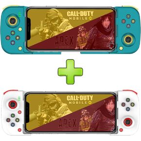 Mobile Game Controller Gamepad for iPhone iOS Android PC: Works with iPhone13/12/11/X, iPad, Samsung Galaxy, Motorola, TCL, Tablet, Apex Legends, Call of Duty - (Blue+White)