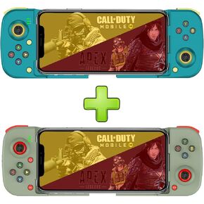 Mobile Game Controller Gamepad for iPhone iOS Android PC: Works with iPhone13/12/11/X, iPad, Samsung Galaxy, Motorola, TCL, Tablet, Apex Legends, Call of Duty - (Blue+Green)