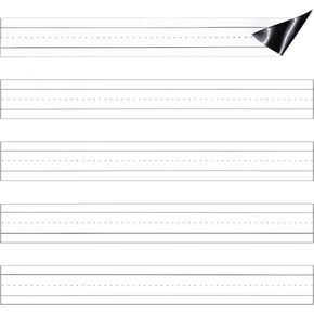 Chinco 5 Pack 24'x 3' Dry Erase Magnetic Sentence Strips for Teacher,Large Magnetic Lined Handwriting Paper Giant Classroom Resources Whiteboard for Practice Sight Word,Spelling and Math(White)