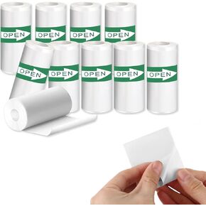 10 Rolls Thermal Sticker Paper, FLENVO Self-Adhesive Mini Printer Paper for Photos, Notes, and Labels, White Sticky Thermal Paper for Pocket Bluetooth Printers, 2.24 x 0.98 inch