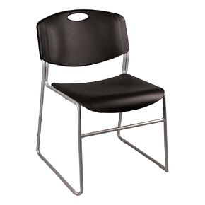 Norwood Commercial Furniture Heavy-Duty Plastic Stacking Chair, Navy Seat w/ Silver Mist Frame, NOR-FEI1059NA-SO (Pack of 4)