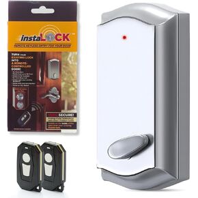 قفل الباب البعيد عن بُعد لـ Deadbolt الموجود - يتم تثبيته في 30 ثانية - استمتع بإدخال بدون مفتاح تلقائي مع تثبيت مجاني للأداة - يشمل مجموعة التحويل واثنين من أجهزة التحكم عن بعد لاسلكية (Silver)