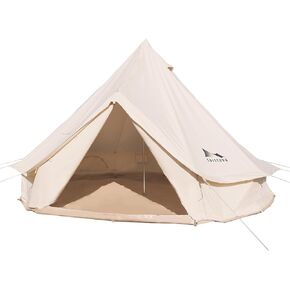 SOLSTUKU Canvas Bell Tent with Stove Jack - 4 Seasons Waterproof Yurt Tent for Luxury Camping, Glamping & Outdoor Adventures