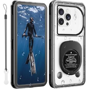 WIFORT Underwater Phone Case for Snorkeling, Pro Diving IP68 Waterproof Case with Lanyard, Universal Under Water Video Cellphone Case for iPhone 16 Galaxy Pixel Moto All Series, Up to 6.9" - Black