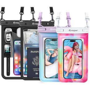 [4Pack] 10in Waterproof Phone Pouch 2Pack + 8.5in 2Pack Floating Dry Bags with Lanyard for Beach Vacation Travel Cruise Ship Pool Kayak Essentials