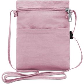 Ultralight Crossbody Phone Purse, Nylon Cell PhonePurse Smartphone Crossbody Bag, Small Phone Purses with Zipper (pink)