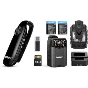 BOBLOV 007 64GB Small Body Cameras, Easy-User-Friendly, Portable Pocket Tiny Body Cams Body Camera 4K B4K6 with 2PCS 3000mAh Batteries, 128GB Body Cam with GPS Tracking