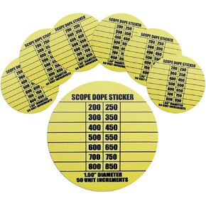 7 Pack Scope DOPE Sticker for Long-Range Shooting- Rifle Scope Sticker Can Be Used with Range Card and Dope Cards for Shooting -1.5 Inch Diameter- Fits Most Scope Caps - Made in the USA - Neon Yellow