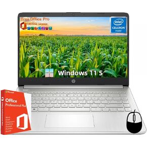 HP 14 "كمبيوتر محمول لأعمال الطلاب ، مع ترخيص Office Lifetime و Windows 11 Pro ، Intel Dual-Core N4120 ، ذاكرة الوصول العشوائي 16 جيجابايت ، تخزين 384 جيجا بايت (128 جيجابايت EMMC+256GB Micro SD) ، Light Light ، WiFi ، HDMI ، Silver