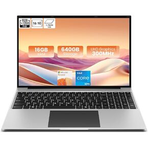 jumper 16 Inch Laptop, 4-Core N95 Processor, Up to 3.4Ghz, 16GB RAM, 640GB Storage,1200p FHD IPS Display, Windows 11 Computer, Office 365 1-Year Subscription, WiFi-6, 38Wh Battery.