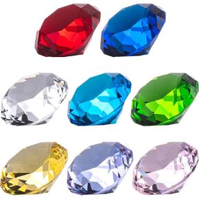 8pcs 40mm Crystal Diamond Paperweight, Multi Color Glass Faceted Gems Jewels for Home Party Decoration