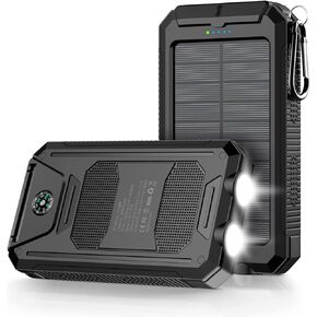 Power Bank,Solar Charger,36800mAh 5V3.1A QC 3.0 Dual 2 USB Port Built-in Powerful Flashlight IPX7 Waterproof Dustproof Shockproof(Orange)