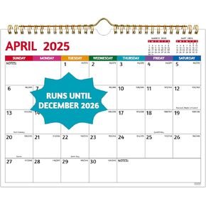Wall Calendar 2025-2026 – 2 Year Small Calendar 2025-2026, 11 x 8.5 In, Jan 2025 - Dec 2026, 2025 Calendar 24 Months, Monthly Calendar 2025, with Ruled Blocks, Thick Paper, Holidays, To-dos ＆ Notes
