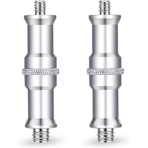 1/4 to 3/8 Inch Metal Threaded Screw Adapter (2 Pieces) - Male Convertor Spigot Stud for Studio Light Stand, Hotshoe/Coldshoe, Ball Head, Wireless Flash Receiver, Trigger