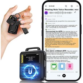 128GB (9360 Hours) Voice Recorder with APP Control, Moresen 3072kbps HD Audio Recorder with Transcribe & Summarize, DSP Noise Reduction MP3 Recording Device with Password, Black