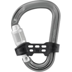 PETZL Attache BAR Pear-Shaped Locking Carabiner with unidirectional Positioning bar, Screw-Lock, Gray