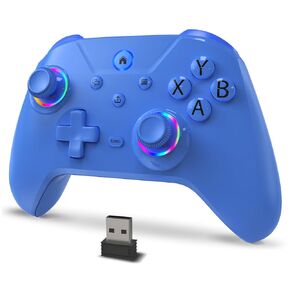 Bcofo PC Gaming Controller with 2.4G Adapter, Wireless Game Gamepad for Gamer with Turbo Function/Hall Triggers/RGB Lighting/Adjustable Vibration - No Stick Drift, No Dead Zone, for Windows/Computer/Laptop/Steam/Android TV BOX
