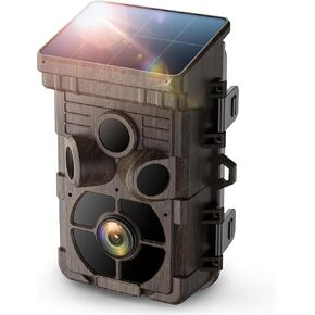 Voopeak Solar Trail Camera - 24MP 1080p 2500mAh Camera Camera ، Camera مع حركة رؤية ليلية تم تنشيطها 0.1S ، كاميرا صيد 120 درجة IP66 مقاومة للماء لمراقبة الحياة البرية في الهواء الطلق