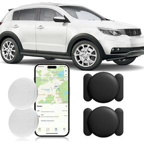 GPS Tracking Device for Cars, Work with Find My (iOS Only), GPS Tracker Device for Vehicles with Magnetic Waterproof Case (1PCS, Black)
