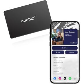 NFC Digital Business Card with QR Code by NUUBIZ – Smart Tap-and-Scan Customizable Card – No App or Subscription – Compatible with iPhone & Android – Eco-Friendly & Durable(Black) (2)