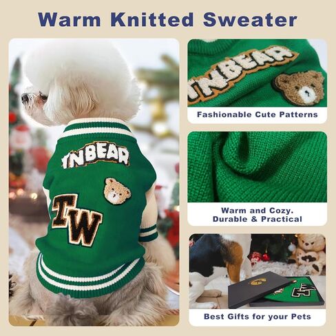 Small Dog Sweater, Warm Pet Sweater, Cute Knitted Classic Dog Sweaters for Small Dogs, Cat Sweater Dog Sweatshirt Clothes Coat Apparel (M) in Saudi Arabia
