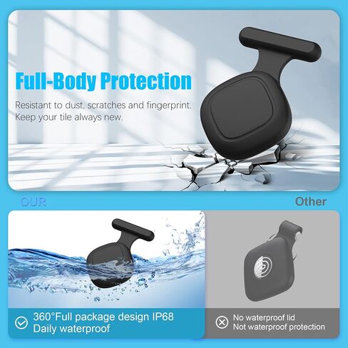 [2-Pack] Silicone Case for Tile Mate 2024, Full Protective Waterproof Holder for Tile Life360 Mate Tracker Soft Silicone Cover Tile Life360 Mate Holder with Pin, for Bags, Pet, Luggage (Black+Blue) in Saudi Arabia