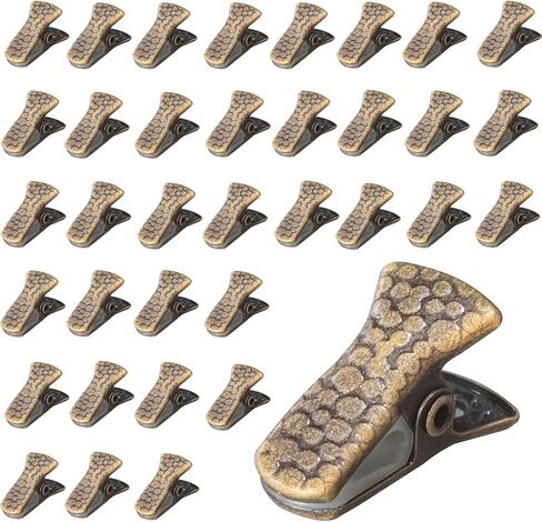 32 Pcak Mini Metal Alligator Clips for Crafts Non-Slip Silicone-Coated Clothes Pins Retro DIY Badge Clips Small Spring Clamps (Copper) in Saudi Arabia