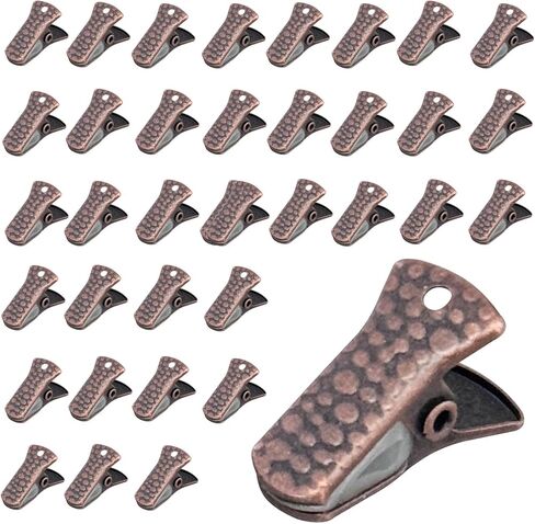 32 Pcak Mini Metal Alligator Clips for Crafts Non-Slip Silicone-Coated Clothes Pins Retro DIY Badge Clips Small Spring Clamps (Copper) in Saudi Arabia