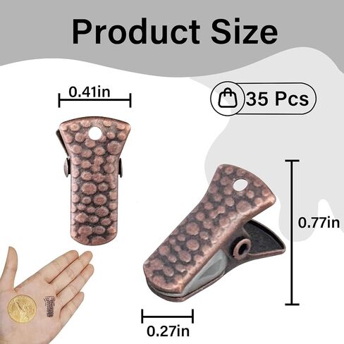 32 Pcak Mini Metal Alligator Clips for Crafts Non-Slip Silicone-Coated Clothes Pins Retro DIY Badge Clips Small Spring Clamps (Copper) in Saudi Arabia