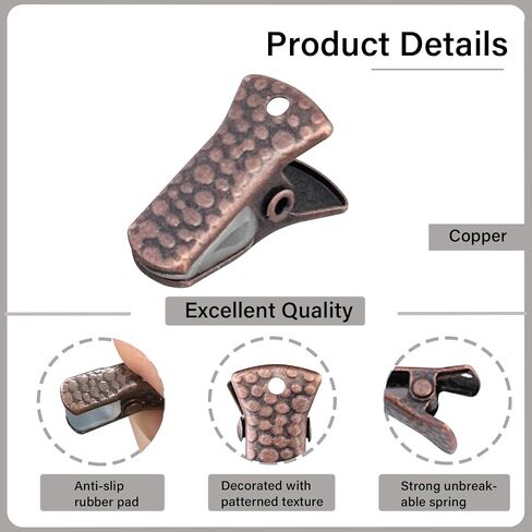 32 Pcak Mini Metal Alligator Clips for Crafts Non-Slip Silicone-Coated Clothes Pins Retro DIY Badge Clips Small Spring Clamps (Copper) in Saudi Arabia