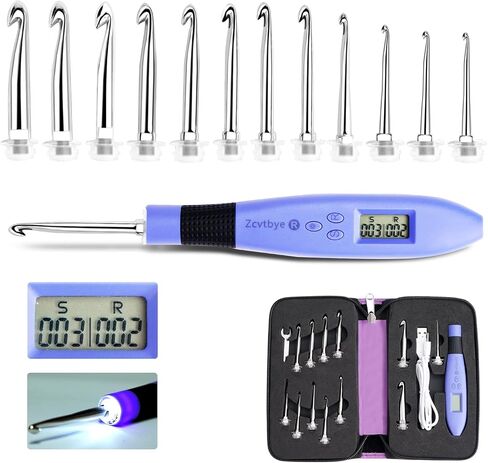 Crochet Hook with 22 Different Size, Crochet Hooks for Stitch & Row Counter, Light Up Crochet Hooks Interchangeable Crochet Needle, Ergonomic Crochet Hooks with 2 Levels Led in Saudi Arabia