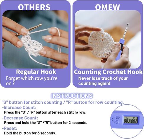 Crochet Hook with 22 Different Size, Crochet Hooks for Stitch & Row Counter, Light Up Crochet Hooks Interchangeable Crochet Needle, Ergonomic Crochet Hooks with 2 Levels Led in Saudi Arabia