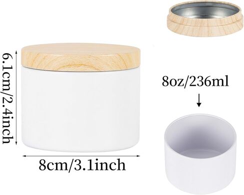 24 Pcs 8oz Candle Tins - Matte Black Bulk Empty Candle Jars with Wood Grain Lids, Candle Jars for Candle Making, Storage, and Gift (black-8oz) in Saudi Arabia
